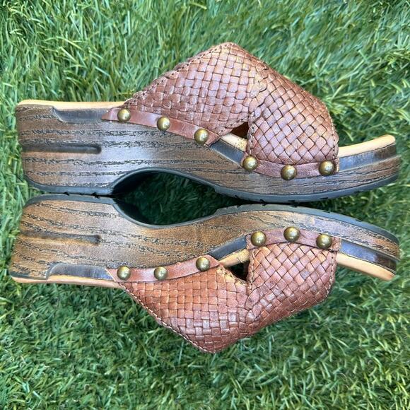 Dansko Mila Woven Clog Slides Leather Wooden Platform Casual Sandals Sz 37 EU - Picture 3 of 10